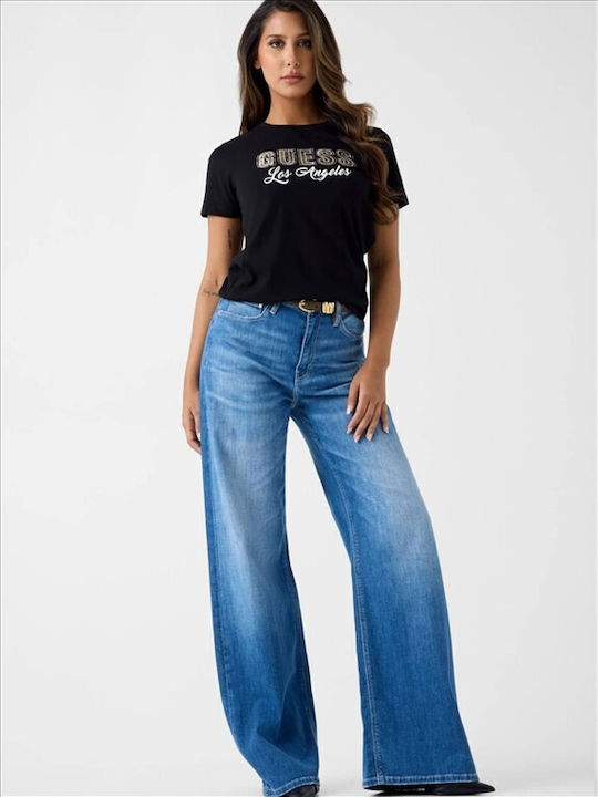 Damen Baumwollbluse Kurzärmelig Tierdruck Schwarze