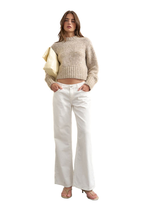 Damen Langärmelig Pullover Grau- Gelb- Blau