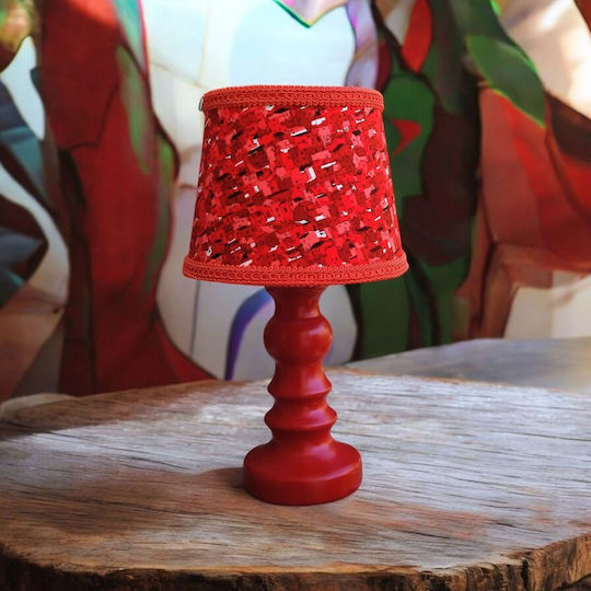 Town Table Lamp for E27 Fitting with Red Shade and Black Base