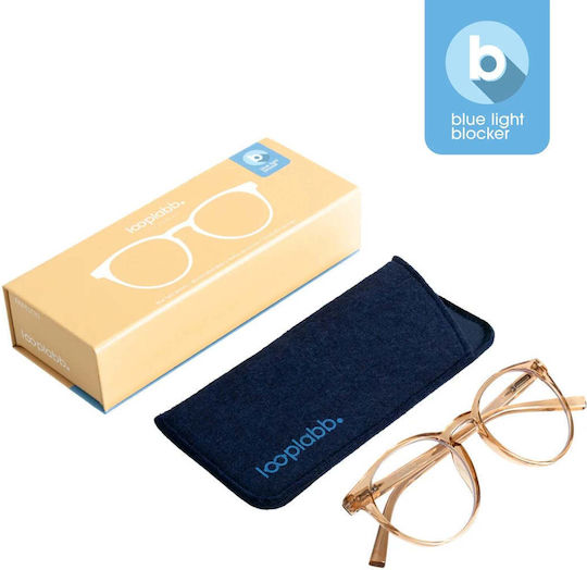 Looplabb Blaulichtblockierende Brillen Papillon Kristall Champagner Grad 1.5