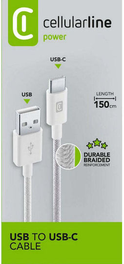 Usb-a To Usb-c Cable 1.5 M White