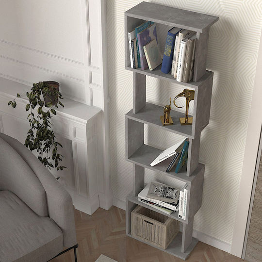 Bookcase Alvina Concrete Grey 45x19.6x158.8cm