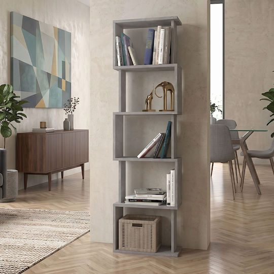 Bookcase Alvina Concrete Grey 45x19.6x158.8cm