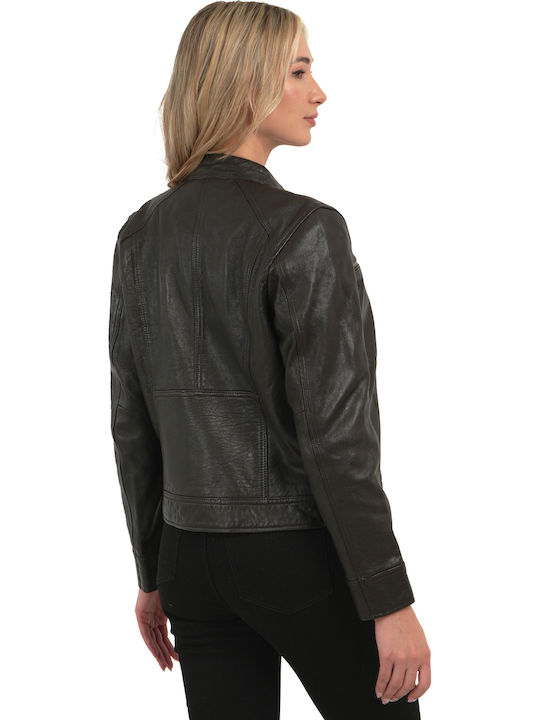 Women's Leather Jacket for Winter Black
