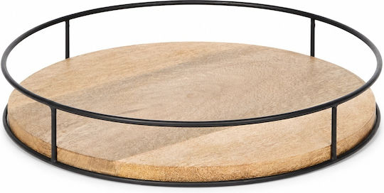 Decorative Wooden Round Tray 28x28cm