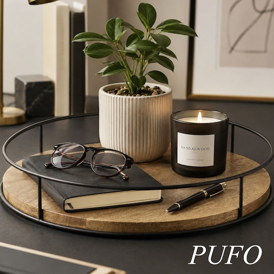 Decorative Wooden Round Tray 28x28cm