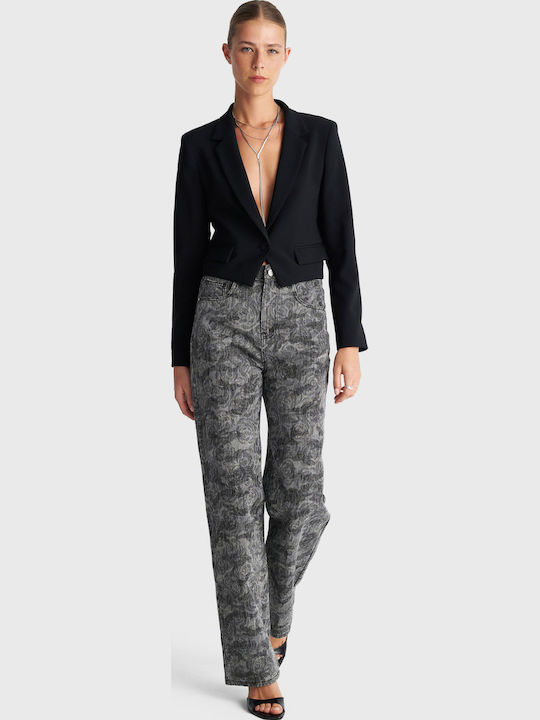 Damen Jeans Hosen in Gerade Bein Stil Grau