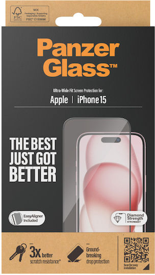 Panzerglass Screen Protector Iphone 15 Ultra-wide Fit W Easyaligner