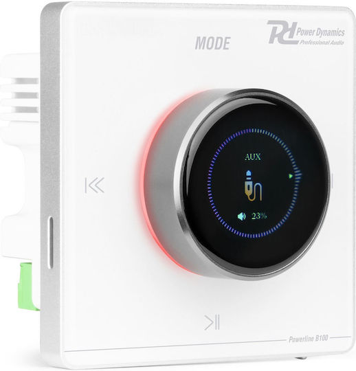 Power Dynamics POWERLINEB100W Интегриран Търговски Усилвател 4.0 Канала 25W/4Ω 20W/8Ω с 1 Микрофонен Усилвател и Връзки USB/Bluetooth 100VS1409