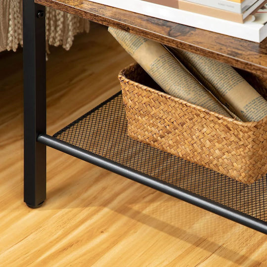 Wooden Bedside Table with Brown Metal Legs 38x28x55cm