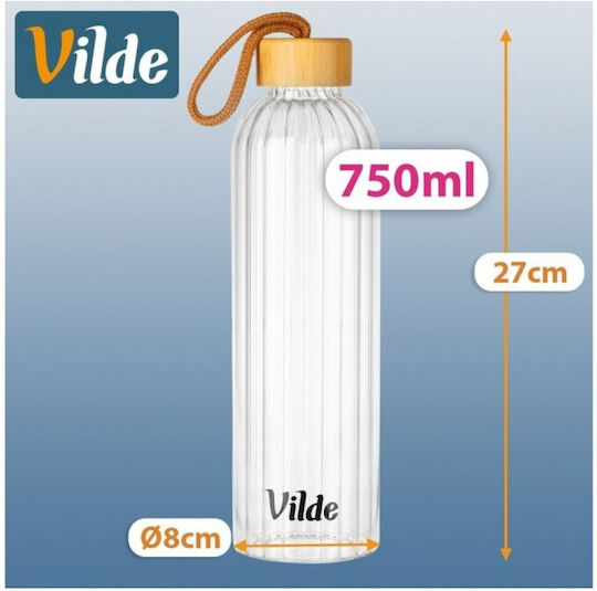 Vilde Vilde Glas Wasserflasche mit Schraubdeckel Transparent 750ml