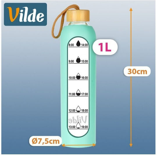 Vilde Бутилка за Вода Стъклена с Винтов Капак Зелен 1000ml