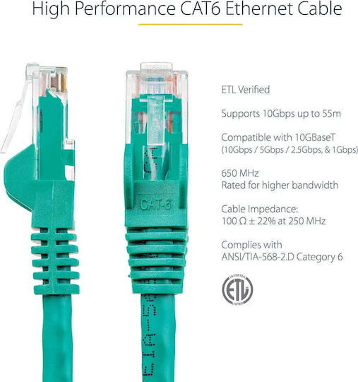 StarTech U/UTP Кат.6 (Gigabit) Мрежов Кабел Ethernet 7м Зелен