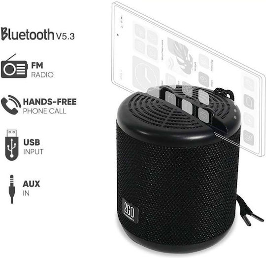 Sonic Gear 2GO-DOCK 100 Ηχείο Bluetooth 5W με Ραδιόφωνο και Διάρκεια Μπαταρίας έως 4 ώρες Μαύρο
