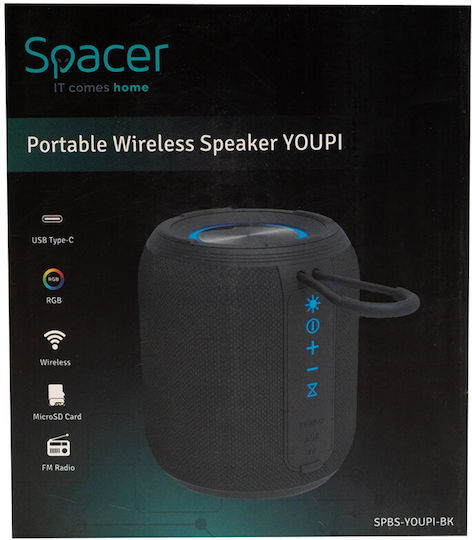Spacer Youpi Boxă Bluetooth 6W cu Radio și Durată a Bateriei de până la 5 ore Negru