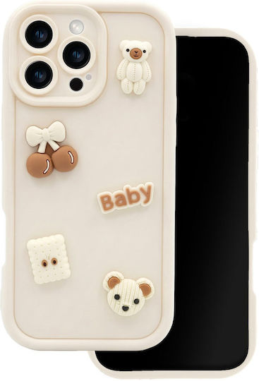 Bear Back Cover Silicon Bej Galaxy S25 FE