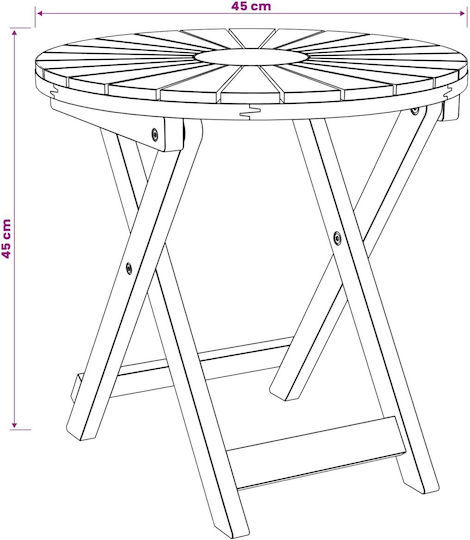 Bistro Round Collapsible Table Made of Solid Wood Natural 45x45 cm