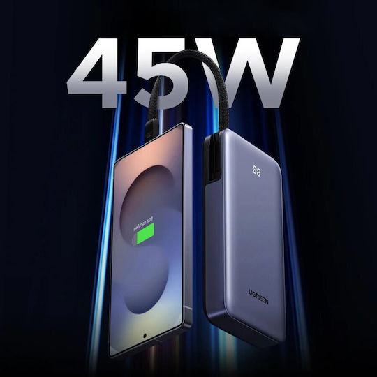 Ugreen PB536 Външна Батерия 20000mAh 45W с USB-A Порт и USB-C Порт Power Delivery / Quick Charge / PPS Сива