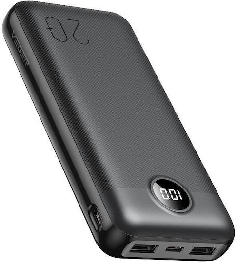 Veger L20S Външна батерия 20000mAh 20W с 2 USB-A порта и USB-C порт Power Delivery / Quick Charge Бяла
