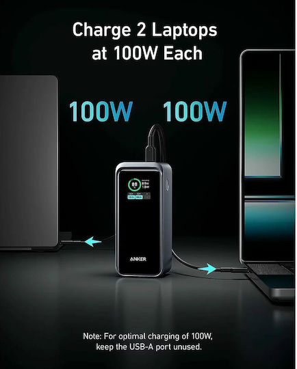 Anker 735 Prime Baterie Externă 20000mAh 200W cu Port USB-A și 2 Porturi USB-C Power Delivery Argintiu