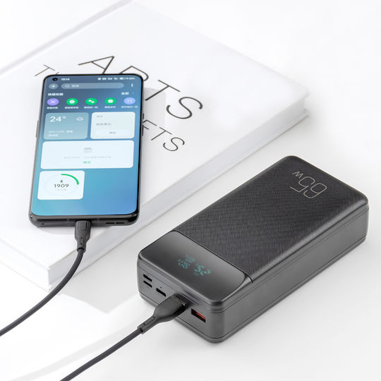 XO PR201 Външна батерия 30000mAh 65W с 2 USB-A изходни порта и USB-C изходен порт Power Delivery / Quick Charge Черна