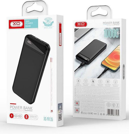 XO PR126 Power Bank 10000mAh 22.5W with 2 USB-A Output Ports and USB-C Output Port Quick Charge Black
