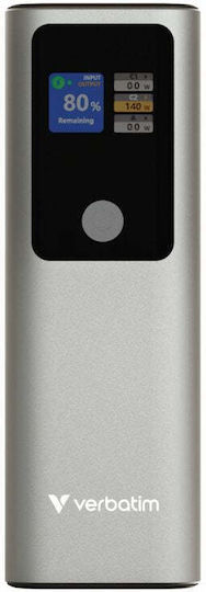 Verbatim Charge 'n' Go Power Bank 27000mAh 140W mit 2 USB-C Ausgangsanschlüsse Power Delivery Quick Charge PPS Grau