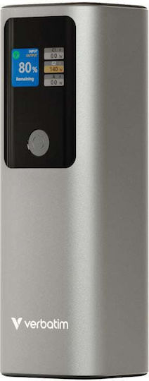 Verbatim Charge 'n' Go Power Bank 27000mAh 140W mit 2 USB-C Ausgangsanschlüsse Power Delivery Quick Charge PPS Grau