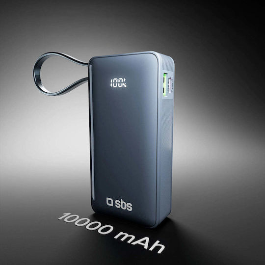 SBS Power Bank 10000mAh 22.5W με Θύρα USB-A και Θύρα USB-C Power Delivery Μπλε