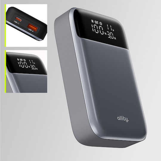 Allity APB-200 Baterie Externă 10000mAh 33W Power Delivery Încărcare Rapidă Gri