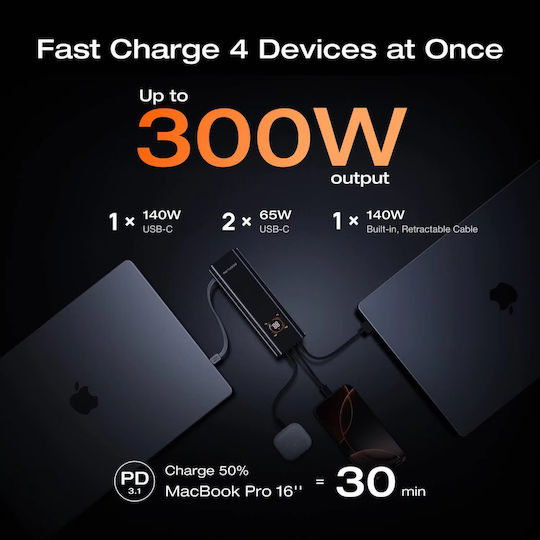EcoFlow RAPID Pro Power Bank 27650mAh 300W mit 3 USB-C Ausgangsanschlüsse Power Delivery / Schnellladung / PPS Schwarz