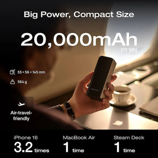EcoFlow RAPID Pro Power Bank 20000mAh 230W mit 3 USB-C Ausgangsanschlüsse Power Delivery Schnellladung PPS Schwarz
