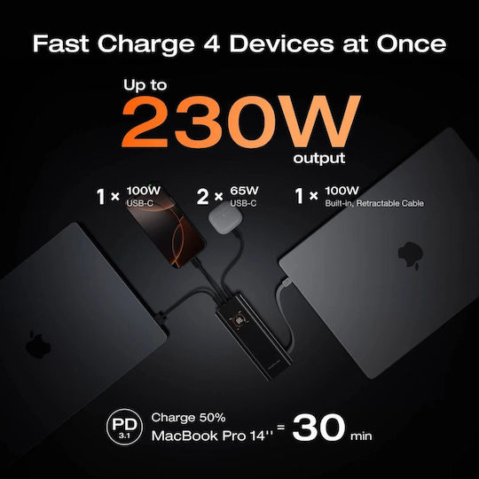 EcoFlow RAPID Pro Power Bank 20000mAh 230W mit 3 USB-C Ausgangsanschlüsse Power Delivery Schnellladung PPS Schwarz