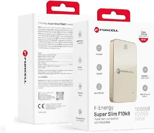 Forcell F-Energy F5K8 MagSafe Power Bank 5000mAh 15W mit USB-C Ausgangsanschlüsse Power Delivery / Schnellladung Beiges