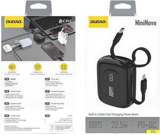 Dudao K32 Power Bank 10000mAh 22.5W Schwarz
