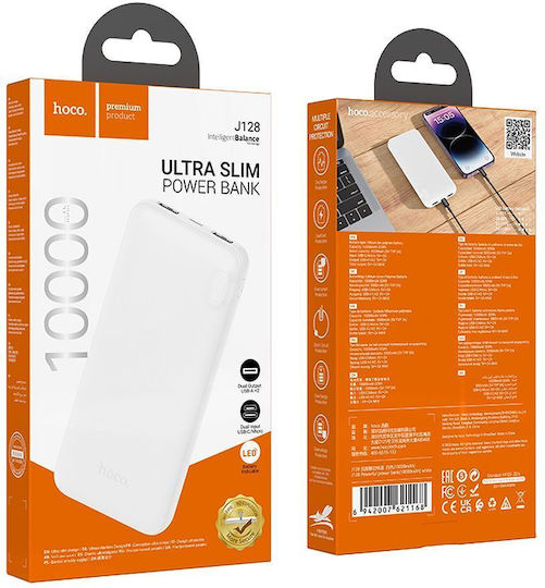 Hoco J128 Power Bank 10000mAh 10W mit 2 USB-A Ausgangsanschlüsse Weiß