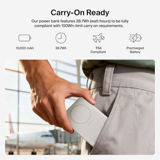 Belkin BoostCharge Slim MagSafe Qi2 Power Bank 10000mAh 7.5W Beige