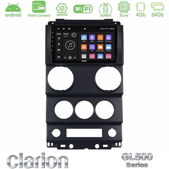 Clarion Auto-Audiosystem für Jeep Wrangler 2008-2010 mit Touchscreen 9" (Bluetooth/USB/Eingebautes Wi-Fi / 3G/GPS/Apple CarPlay/Android Auto)