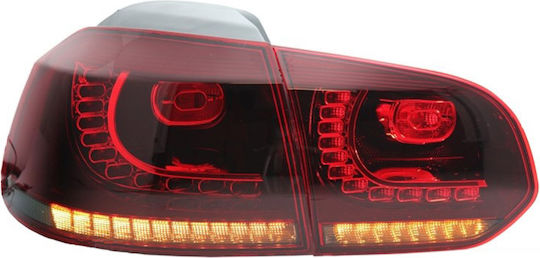 Vland Тъмно Тонирани Задни Светлини LED Volkswagen Golf VI Full Dynamic GTI R20 Look Тъмно Червено/Тъмно Тонирани 08-12 4 Бройки