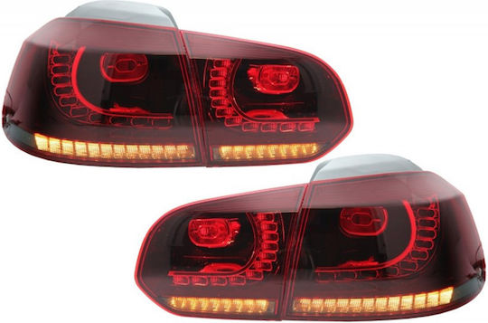 Vland Тъмно Тонирани Задни Светлини LED Volkswagen Golf VI Full Dynamic GTI R20 Look Тъмно Червено/Тъмно Тонирани 08-12 4 Бройки