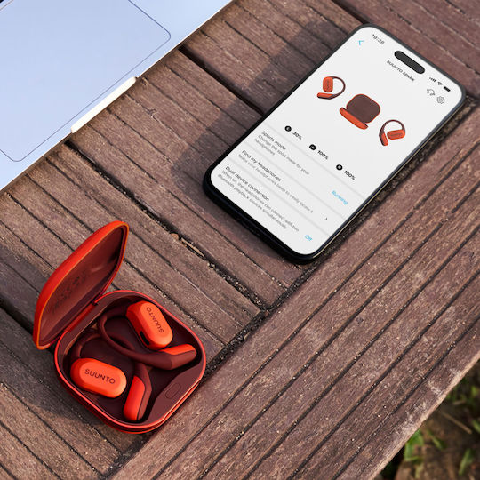 Suunto Spark Open Ear Bluetooth Handsfree Căști cu Rezistență la Transpirație și Husă de Încărcare Coral Orange