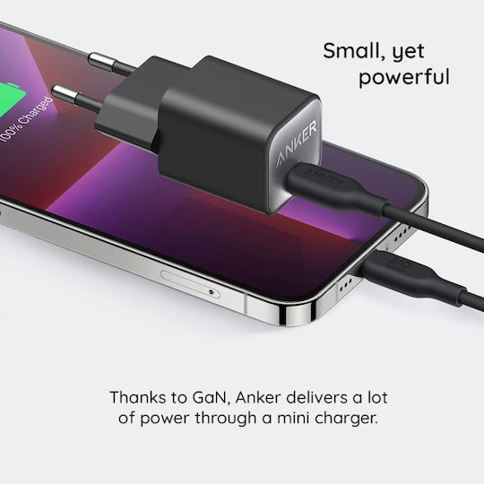 Anker Φορτιστής Χωρίς Καλώδιο GaN με Θύρα USB-C 30W Power Delivery Λευκός (Nano III)