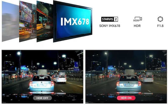 Vantrue E1 Pro Κάμερα DVR Αυτοκινήτου 4K με Οθόνη Wi-Fi, GPS