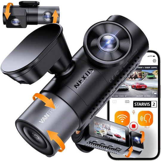 Vantrue Nexus 5 Κάμερα DVR Αυτοκινήτου 4K με Οθόνη 3.19" Wi-Fi, GPS