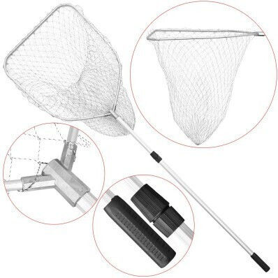 Gonefishing Gnfcw24 Plasă Telescopică de Pescuit cu 2 Secțiuni Lungime Totală 2.4 M Deschidere 0.55 M