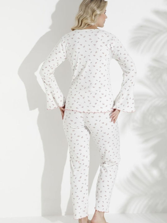 Boyraz Boyraz Damen Schlafanzug Set Ecru Winter