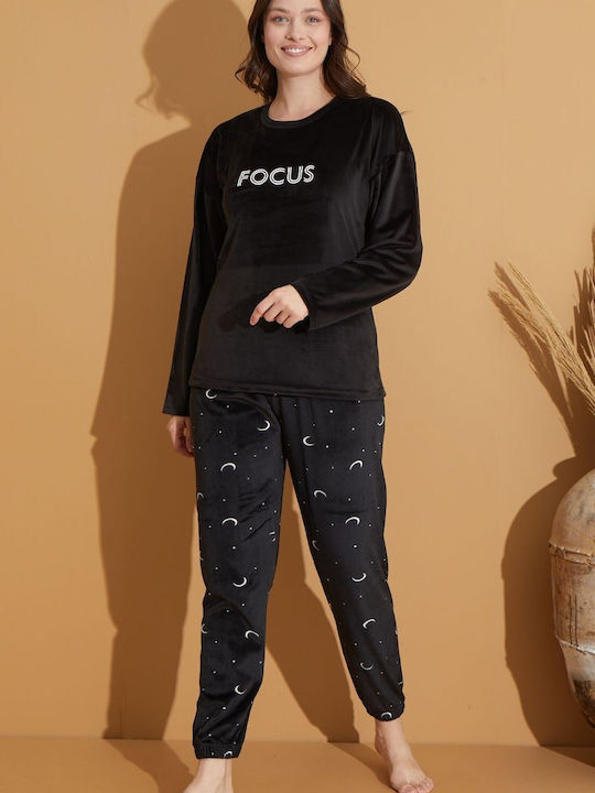 Boyraz Set Pijamale Dama De Iarnă Negru