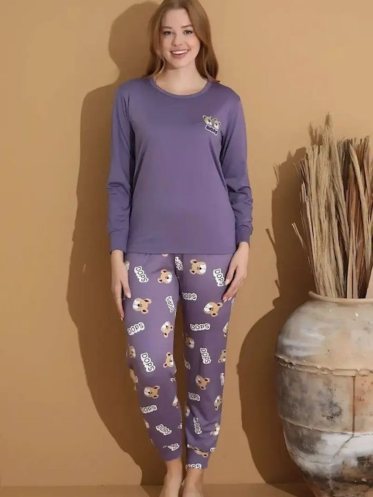 Boyraz Boyraz Damen Schlafanzug & Pyjamas Winter Lila