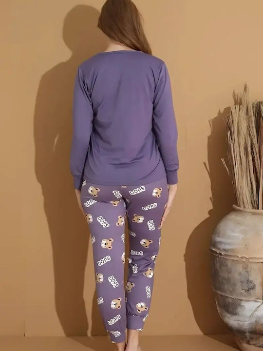 Boyraz Boyraz Damen Schlafanzug & Pyjamas Winter Lila