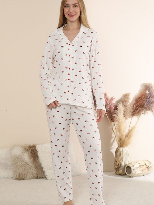 Boyraz Winters Damen Schlafanzug Set Ecru